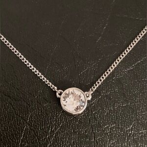 Givenchy Classic Silver Necklace with Brilliant Round Solitaire Crystal